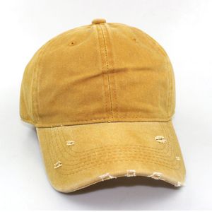 New Unisex Vintage Washed Cotton Baseball Cap Solid Color Hole Adjustable Custom Logo Outdoor Sport Sun Snapback Hat Dad Hats