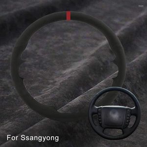 Steering Wheel Covers Customized Car Streeing Cover For Ssangyong Rexton W Rodius Suede Braid Non-slip