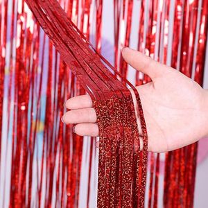 Party Decoration 1 2m Laser Rain Curtain Door Tassel Rose Gold Bakgrund Birthday Wedding Dec