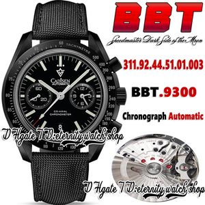 BBT Dark Side Moon Mens Watch 9300 Chronograph Automatic bt311.92.44.51.01.003 Black Dial Stick Markers Stainless Case Leather Strap Super version Eternity Watches