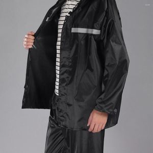 Men's Tracksuits 2Pcs Men Oxford Cloth Windproof Reflective Hooded Raincoat Pants Outdoor Cycling Rain Outfit Adult Split Pvc Su
