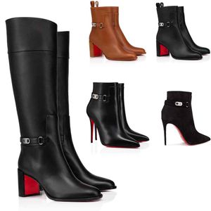 Stivaletti da donna in pelle di vitello / sude Stivaletti con chiusura Boot-So-Kate Booty 100mm scarpe nere stivale di design di moda invernale di lusso 35-43