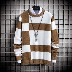 Herrenpullover Kaufen Sie 2022 Herrenstil für Herbst und Winter Chenille Plaid Farblich passender Pullover Jugendpullover Rundhalsausschnitt Junge