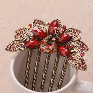 Hair Clips Beautiful Peacock Combs Top Jewelry Gifts Gold Metal Hairpin Resin Crystal Vintage Clip Wedding Accessories
