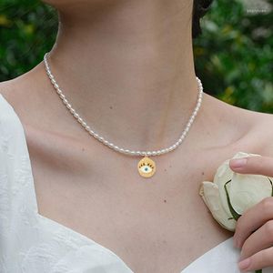 Łańcuchy symulowany naszyjnik perłowy dla kobiet w stylu vintage biżuteria modna dławik stali nierdzewnej Regulowane homary