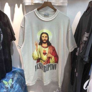 T-shirt da uomo Kaus Gambar Merpati Perdamaian Salib Religious T-shirt Ukuran Besar Kain Berat Pria Wanita Persepsi Palsu Raja Yesus T220909