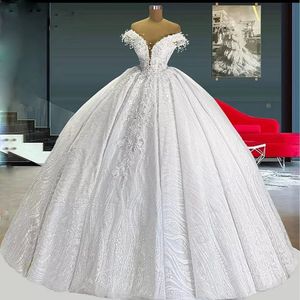 Linea bianca Principessa A Abiti da sposa Sweetheart Appliques Perline Perle Sirena Abito da sposa Lace Up Back Custom Made Vestido De Noiva ppliques