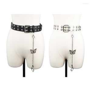 Belts Double Layered Punk Waist Chain Alloy And PU Leather Shinning Body Chains Straps Accessories For Women Girls