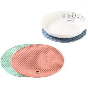 Table Mats 18cm Round Heat Resistant Silicone Mat Drink Cup Coasters Non-slip Pot Holder Placemat Kitchen Accessories