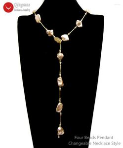 Pendant Necklaces Qingmos Fashion Sea Shell Pearl Long Necklace For Women With mm Baroque Pink Fine Jewelry