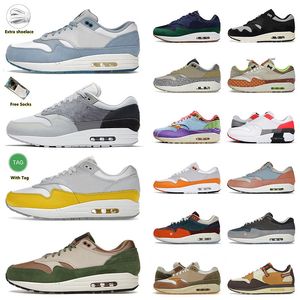 2022 New Arrival Max 1 Running Shoes for Men Women Airmaxs 1/87 Cocepts x Far Out Patta Black Grey Cactus Jack Wheat Trainers Sneakers Eur
