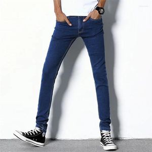 Men's Pants 2022 Men's Skinny Jeans Men Korean Slim Thin Pure Black Blue Denim Long Trousers Teenagers Boys Stretch Pencil