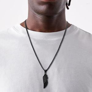 Pendant Necklaces 2022 Fashion Feather Men Necklace Simple Stainless Steel Box Link Chain For Jewelry Gift