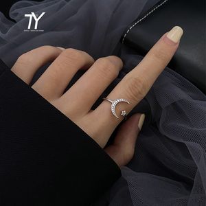 2020 New Star Moon Shape Open Ring for Woman Fashion Korean Jewelry Luxury Girl의 손가락 액세서리 특이한 결혼 반지