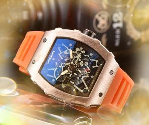 Premium All Crime Sports Men Watches 43mm Skruvfodral Japan Quartz Movement Man Time Clock Rubber Belt Lovers Bevels originalarmband Armbandsur