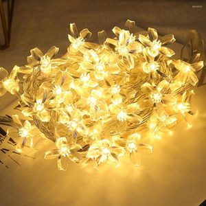 Strings 10/40/60 LED String Lights Fairy Crystal Cherry Blossom Flower Garland For Indoor Wedding Festival Christmas Party Decors