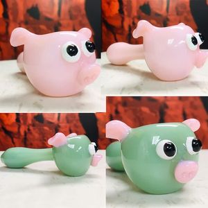 New Pig Style Glass Hand Pipe Blue Pyrex Oil Burner Spoon Dab Rigs inch Smoking Accessories Color Customized Available