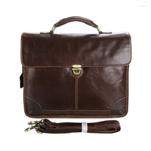 BROCT CASES LUUFAN CLASSIC VINTAGE LEATHER MENS CHOCOLATE PORTCASE LAPTOP BAG MESSENGER Handväska 7091C 2022 Fashion Style Högkvalitativ