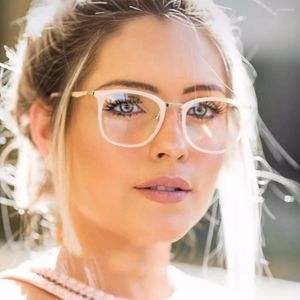 Sonnenbrillenrahmen Retro Lesebrille Designer Roter Rahmen Frauen Klares Glas Metall Acetat Ultraleicht