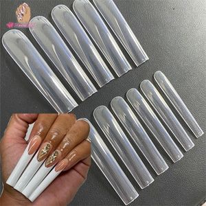False Nails 3XL Square Straight Long Full Cover Artificial Acrylic Nail Tips Clear Press On Manicure Tool 220909