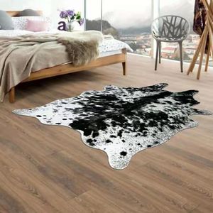 Mattor Luxury Grey Print Rug Faux Cowhide Skin Stor mattor Animal Tryckt pälsarea för vardagsrum sovrum heminredning 160x200 cm