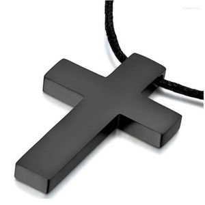 Pendant Necklaces ZORCVENS Classic Black Cross With Rope Chain Necklace Stainless Steel Men's Jewelry Simple Style Crucifix Choker Colar