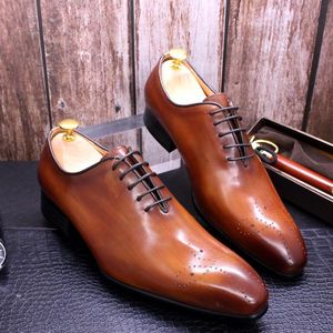 Men's formal leather shoes high-end comfortable inner lace-up handmade office wedding dress shoes a6