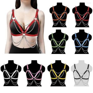 Belts Suspender Belt Female Harness For Women Sword Corset Sexy Metal Chain Lingerie Tops Chest Waistband Punk Goth Pu Leather