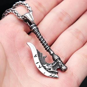 Anhänger Halsketten Vintage Nordic Viking Axt Winzige Rune Halskette Edelstahl Anhänger Für Männer Frauen Biker Amulett Schmuck Geschenk Drop