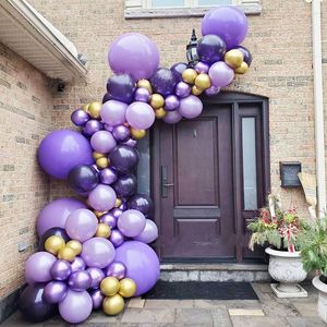 Party Decoration Ins Gold Purple Latex Balloon Arch Kit Happy Birthday Decor Balloons Chain Baloon Ballon Balon