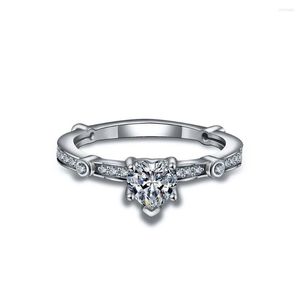Br￶llopsringar Eudora Luxury Eternity Finger Ring With Heart Cubic Zirconia Shiny for Women Jubileum Gift RA106BJ