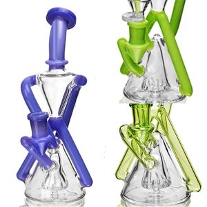 Vintage Puslar Recycler Glass Bong Narghilè 11INCH Water Smoking Pipe può mettere il logo del cliente da DHL UPS CNE