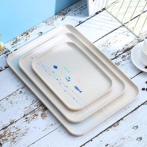 Dinnerware Sets S/M/L Rectangle Plastic Multi-sizes Tea Breakfast Serving Trays Craft Platter Plate Tableware