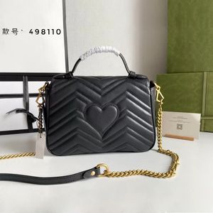 Bolsas Mensageiro Marmont Femininas Clássicas Love Heart V Wave Pattern Shoulder Bag Designer Genuine Leather Chain Handbags Fashion Lady Totes Purse Wallet