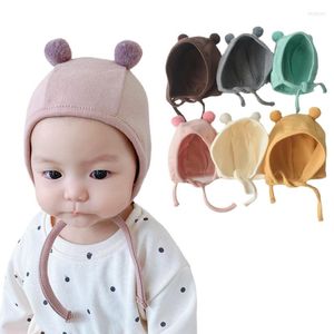 Hair Accessories Infant Head Cover With Rope Baby Ear Protection Hat Cotton Girls Boys Warm Bonnet Kids Cap