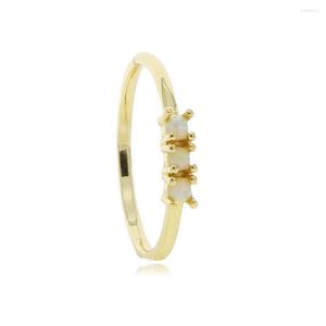 Bröllopsringar Dleicate Gold Color Band Midi Finger Knuckle Ring 3PC Opal Charm CZ för kvinnliga smycken Mid