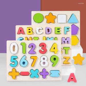 Sacchetti per gioielli Puzzle in legno per bambini Giocattoli Numeri 0-9 Lettere inglesi Forma Apprendimento precoce educativo per bambini