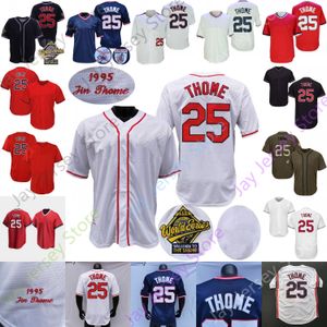 Jim Thome Jersey 1995 WS Navy Vintage White Button Turn Back Red Pullover Hall Of Fame Patch Grey Size S-3XL