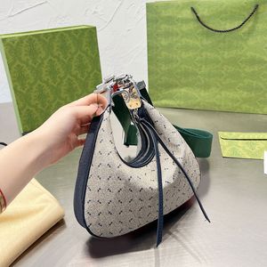 Attache Shoulder Bag Women Handbags Purse Canvas Leather Zipper Closure Red Green Ribbon G Hook Loop Detachable Wide Strap Silver Hardware