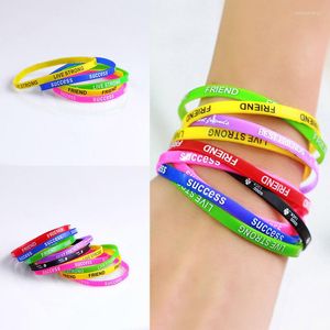 Braccialetti con ciondoli 10 pezzi / lotto Bracciale in silicone multicolore di moda all'ingrosso all'ingrosso per le donne Bracciale in gomma stile mix Love Friend Elastico