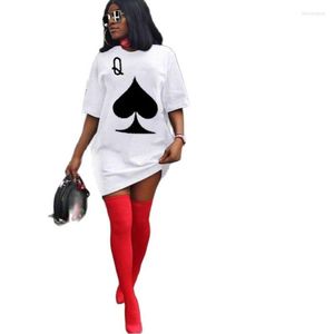 Casual Dresses Women Tracksuit Black Queen Poker Card Tee Tops Kne Len längd jogger Sweatpant Suits Matching Set Summer Clothes