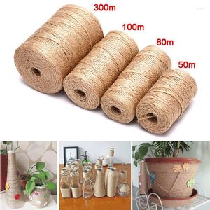 Klädgarn 50/80/100/300m DIY Natural Jute Twine Burlap String Rope Party Wedding Present Wrapping Cords Thread Florists Craft Decor