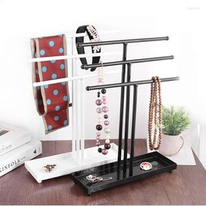 Jewelry Pouches 3Layer Metal Display With Tray Bracelet Necklace Headwear Holder Stand Cases Storage Rack Shelf