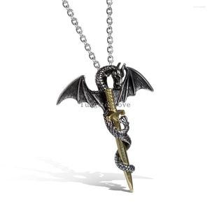 Pendant Necklaces BONISKISS Vintage Dragon Sword Necklace Titanium Steel Retro Korean Fashion Men's Jewelry 2022