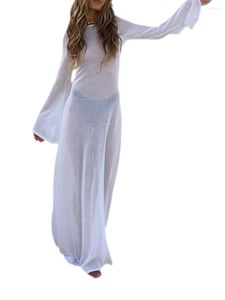 Uzun Kollu Mayo Kapakları toptan satış-Kadın Mayo Kadınlar Uzun Kollu Mesh Dress Sheer Plajı Tam Uzunlukta Kapular Mayo Takım
