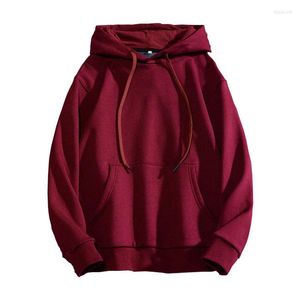 Felpe con cappuccio da uomo 2022 Inverno uomo caldo addensare vino rosso pile casual felpa con cappuccio moda uomo tinta unita felpa top