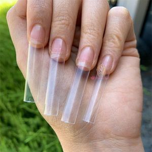 FALSE NAILS 500st. Ingen C Curve XXL Square Straight Nail Tips Half Cover Clear Long Fake 220909