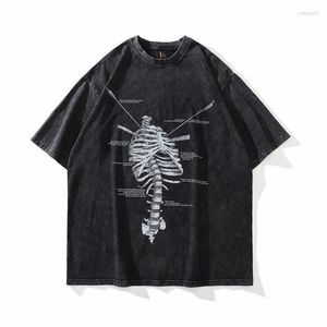 T-shirty męskie T-shirty Summer Cotton Men T-Shirt Harajuku Skull Skeleton Portret Portret Kobiety luźne koszulki z krótkim rękawem