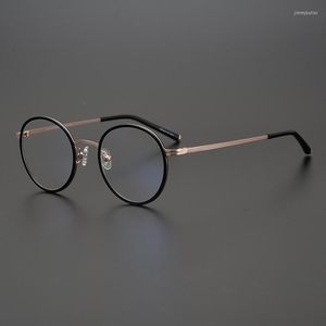 Sunglasses Frames Korean Brand Titanium Round Retro Lightweight Eyewear Men Alloy Prescription Glasses Frame Women Blue Light Eyeglasses