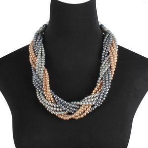 Jóias da gargantilha colar de pérolas artesanais Multicolor Multicolor Chain Multi Camadas malhas de malha de malha